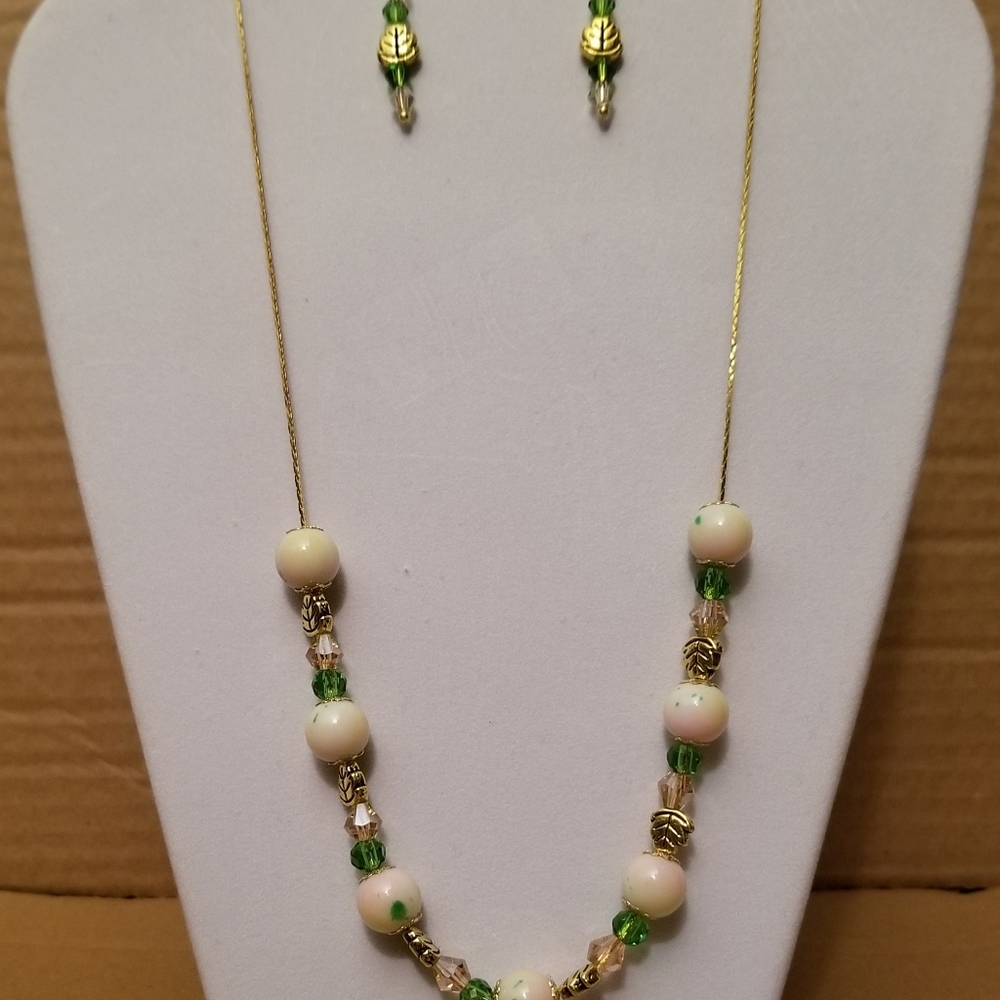 Homemade necklace set with earrings and bracelet